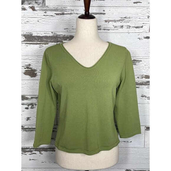 TALBOTS V-Neck Sweater Sage Green Sz PM EUC - Picture 1 of 4